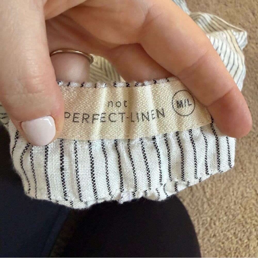 Not Perfect Linen Tokyo Striped Cropped Linen Pant Size M/L - Picture 3 of 3